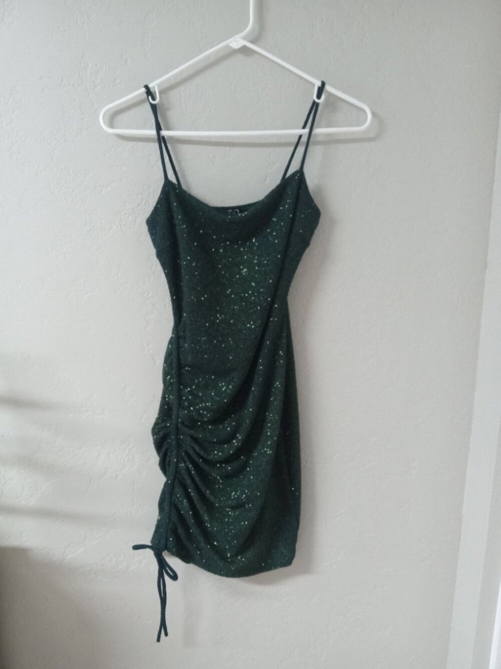 Windsor Dark Green Glitter Ruched Bodycon Mini Dress